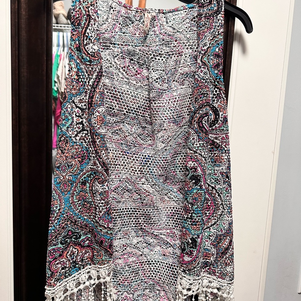 Colorful Paisley Skirt with Lace Hem